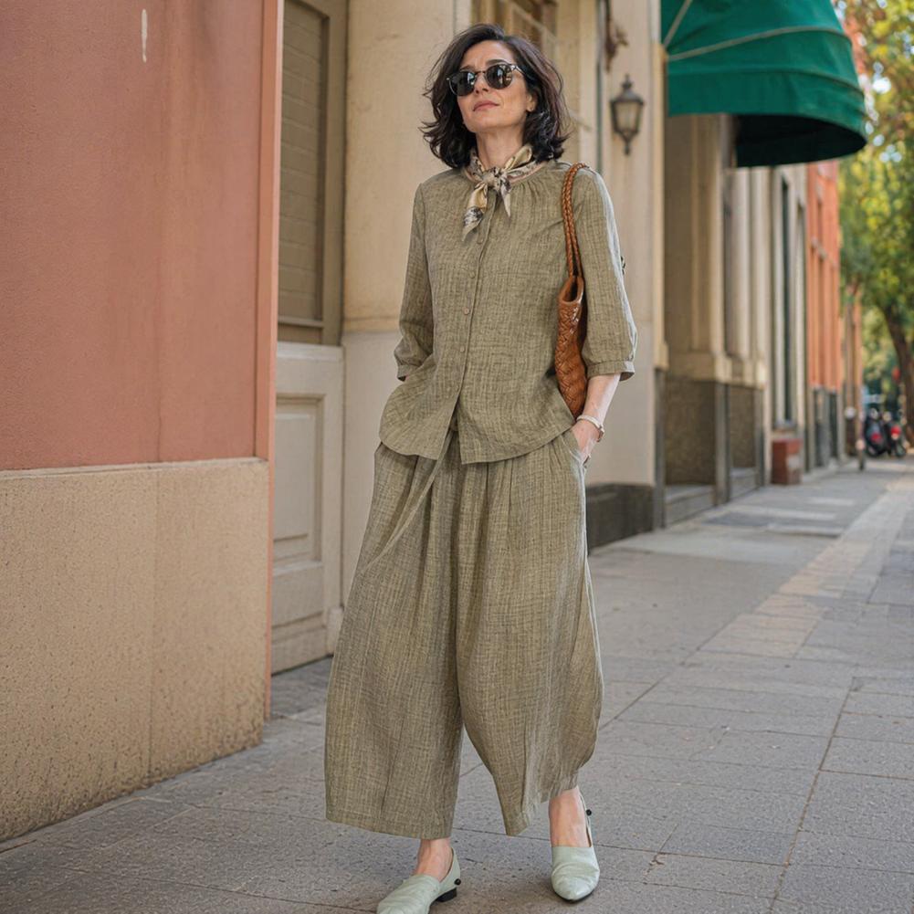 Linen Pant Wide - 2026 Plus Size Casual Pak Dames