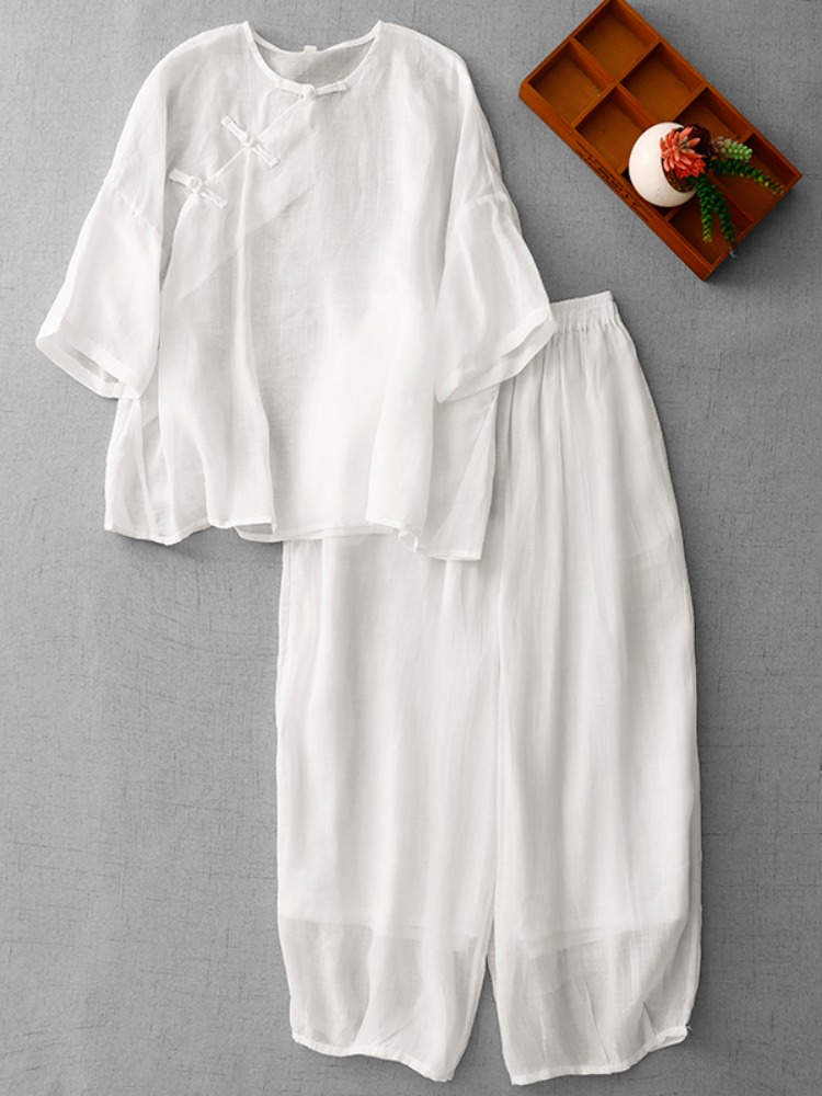 Linen Pant Wide - Nieuwe Chinese Zen-stijl dames katoenen linnen