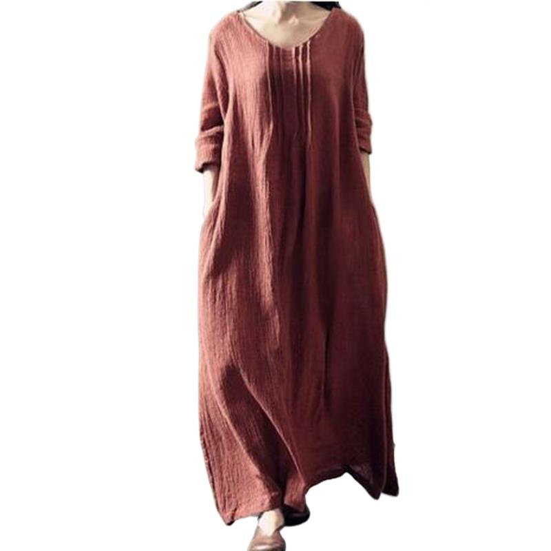 Linen Dress Wrap - 2025 Katoen Linnen Vintage Volledige Jurk