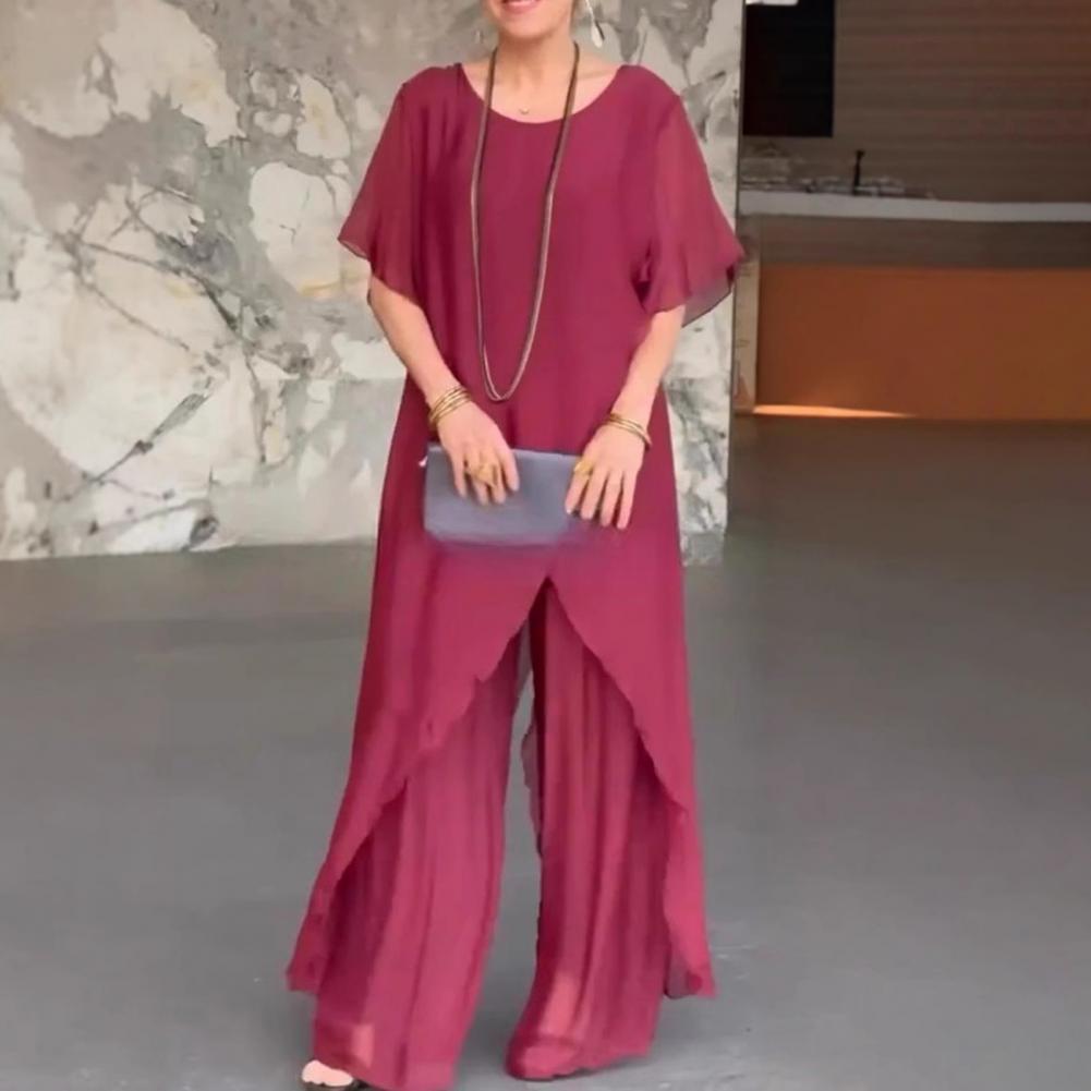 Linen Pant Wide - Dames katoenen linnen broeksets 2-delig casual