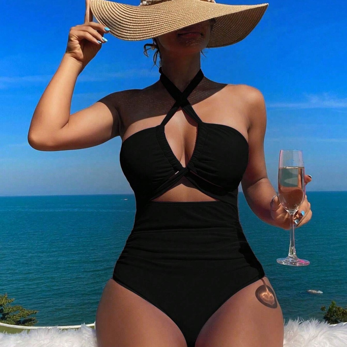 Damesbadpak met halterhals, ef - Swimsuit Bikini Ruched recensie en prijs