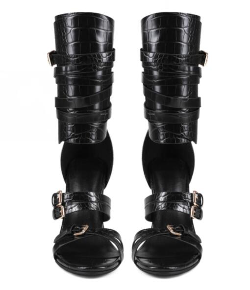 Sexy zwart lederen open teen s - Sandal Strappy Heeled recensie en prijs