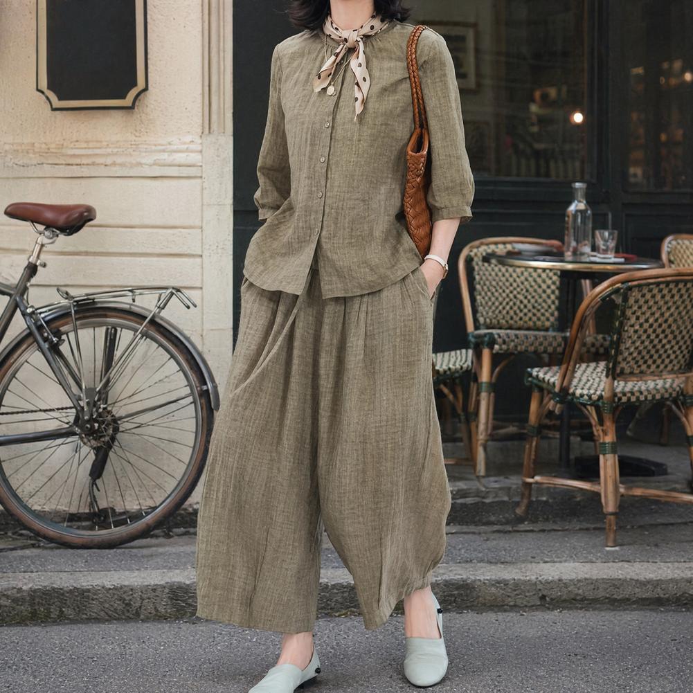 2026 Plus Size Casual Pak Dame - Linen Pant Wide recensie en prijs
