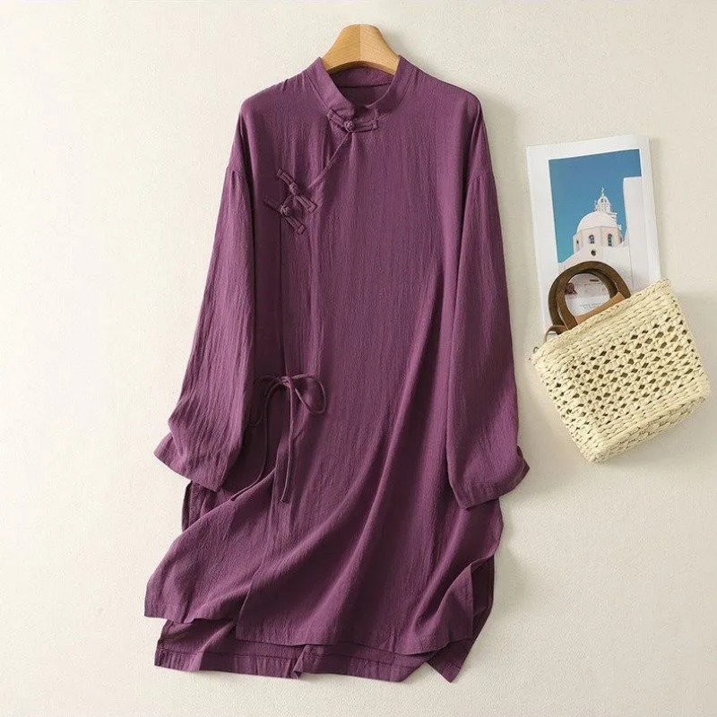 Damesjurk in Chinese stijl met - Linen Dress Wrap recensie en prijs